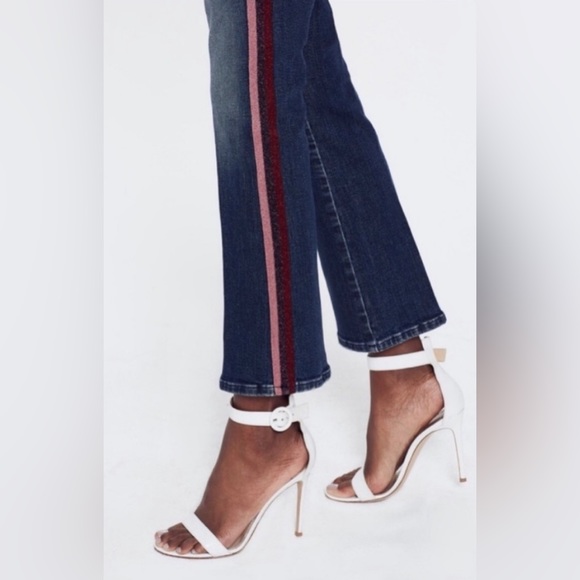 MOTHER Hustler Ankle Crop Stretch Denim Here Kitty Kitty Glitter Racer Excellent - Picture 2 of 15